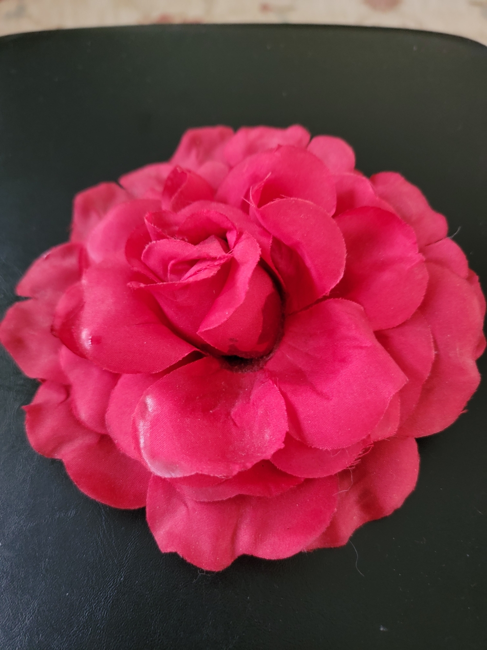 Red Fabric Flower Hair Clip - Women's Accessory